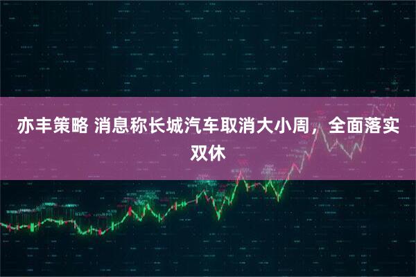 亦丰策略 消息称长城汽车取消大小周，全面落实双休
